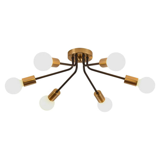 Mid-Century Modern Flush Mount Sputnik Ceiling Light in Coffee Gold Finish-0