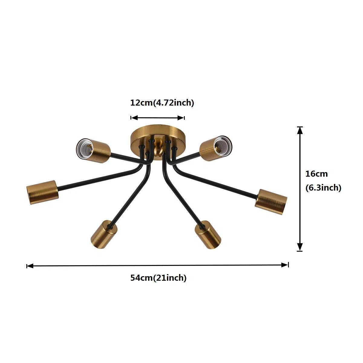 Mid-Century Modern Flush Mount Sputnik Ceiling Light in Coffee Gold Finish-4