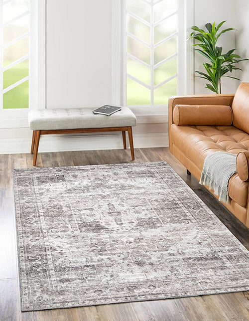 Chateau Machine washable in Grey Rug-1