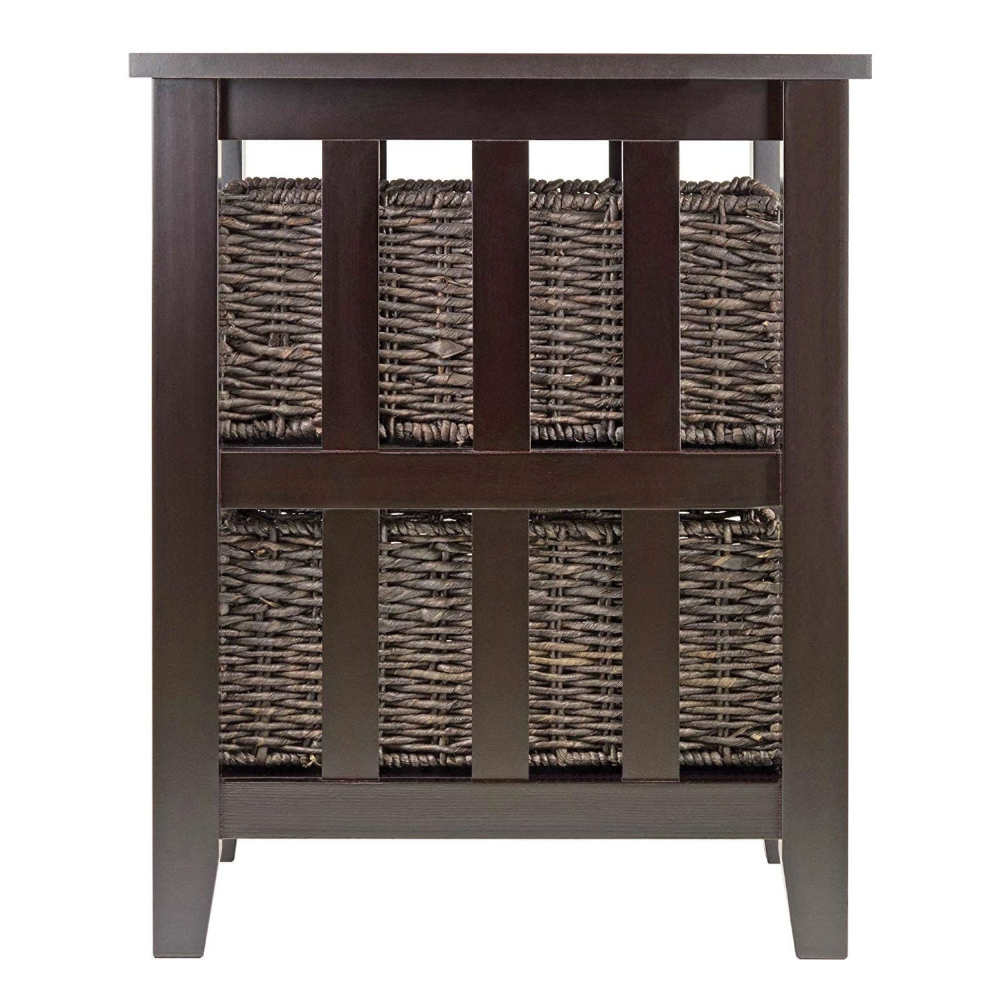 Espresso 3 Tier Bookcase Shelf Accent Table with 2 Small Storage Baskets-2