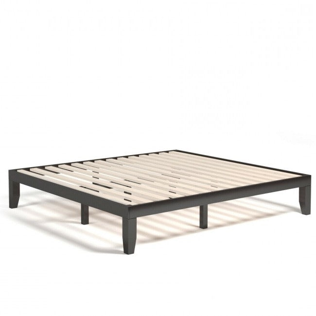 14 Inch Modern Rubberwood Chocolate Platform Bed in King Size-0