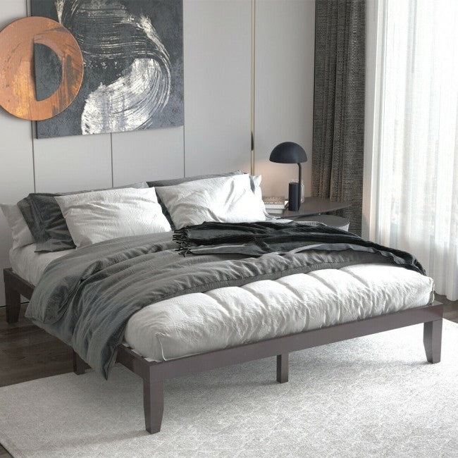 14 Inch Modern Rubberwood Chocolate Platform Bed in King Size-3
