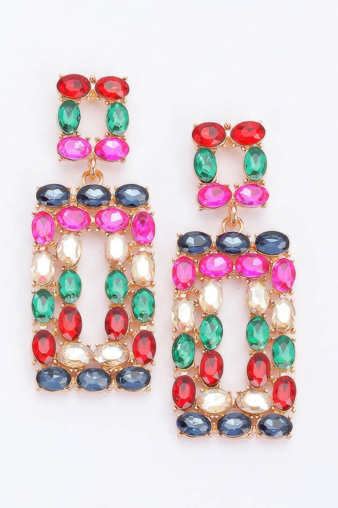 CHELSEA Crystal Color Pop Rectangle Earrings: NYFW BYMANYC ® New York-1