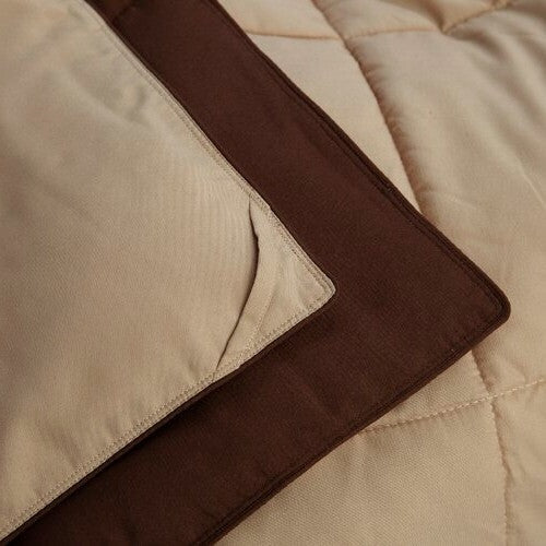 Full/Queen Traditional Microfiber Reversible 3 Piece Comforter Set in Brown-3