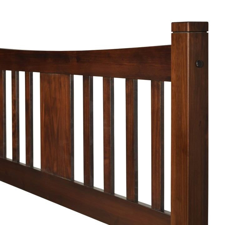 Queen size Solid Pine Wood Platform Bed Frame with Headboard in Cherry-2