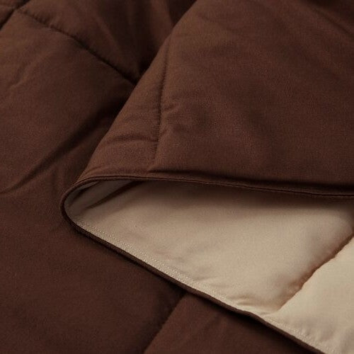 Twin/Twin XL Traditional Microfiber Reversible 3 Piece Comforter Set in Brown-2