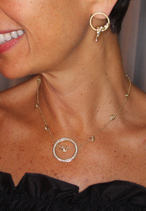 Karma hoop necklace- large- 14K gold with diamonds-2