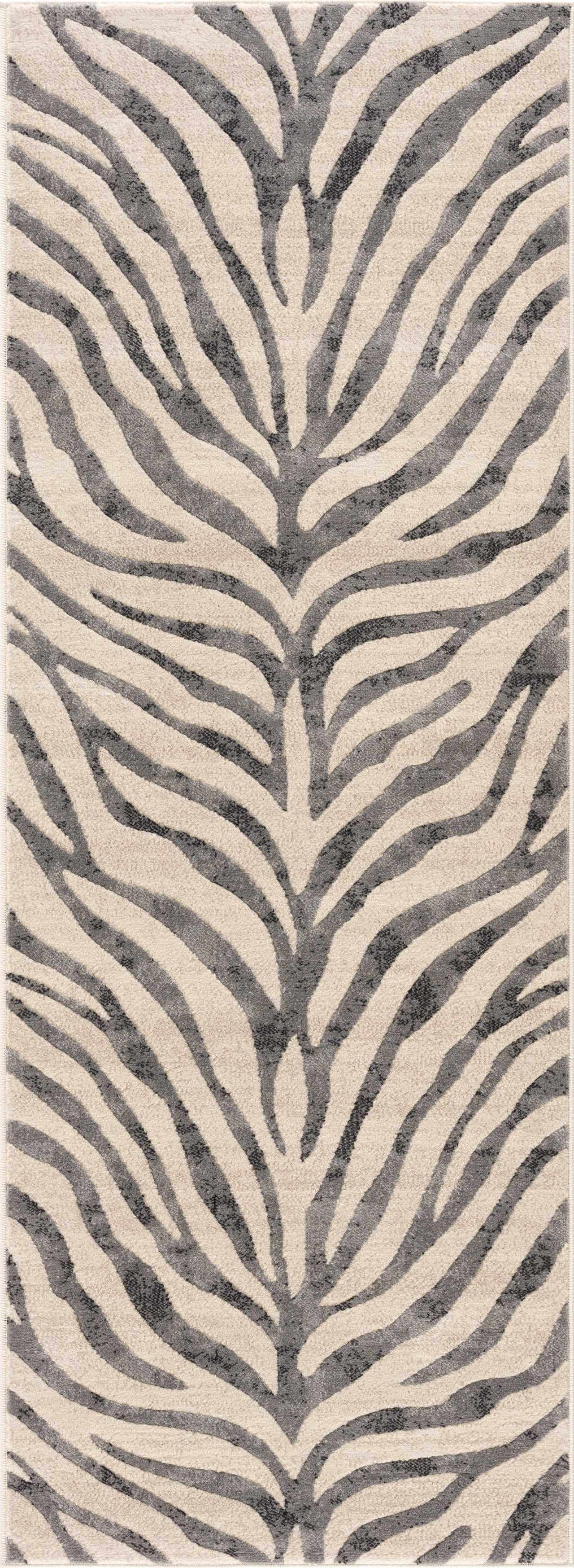 Gray Ecorse Zebra Print Area Rug-5