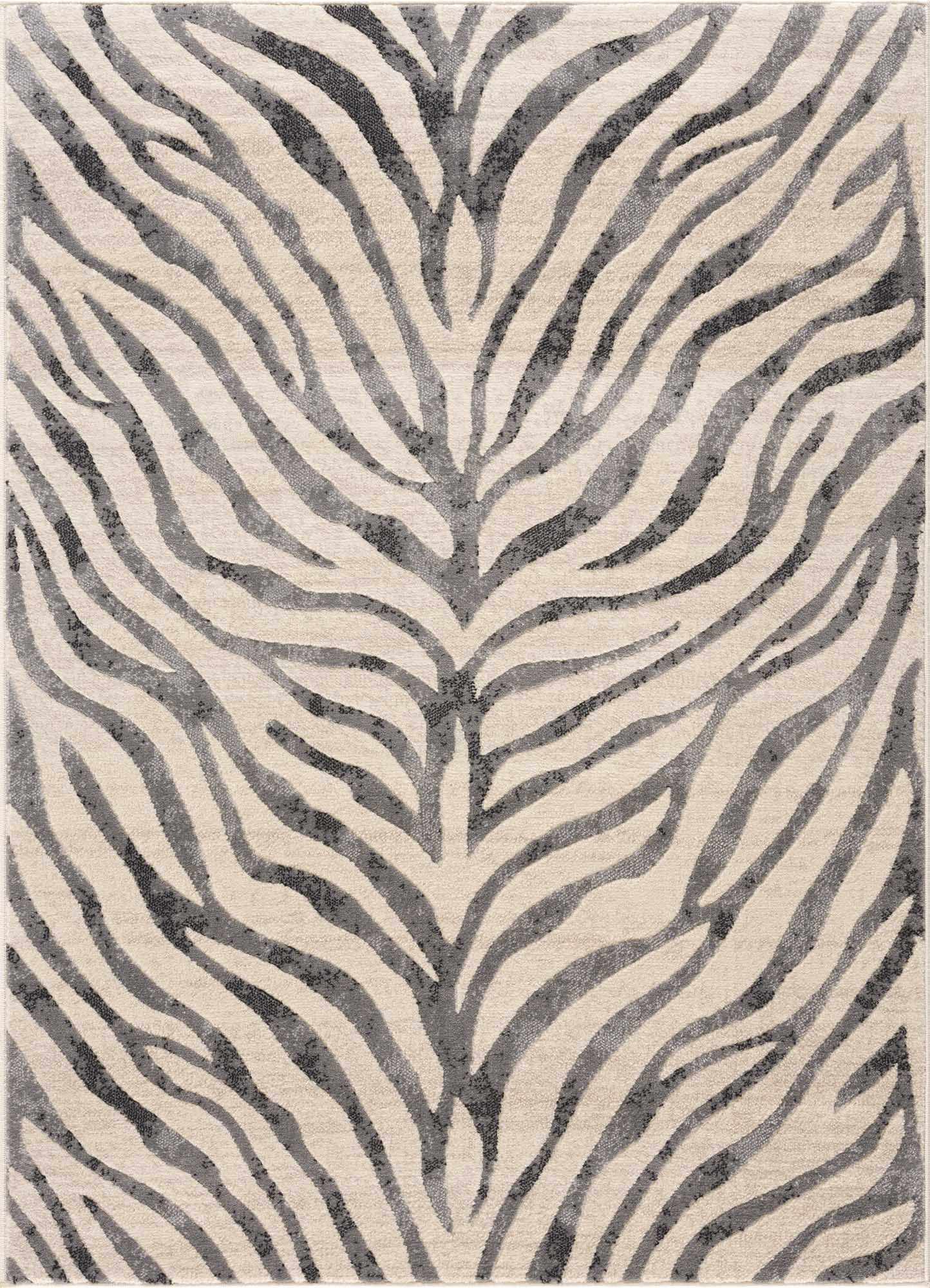 Gray Ecorse Zebra Print Area Rug-0