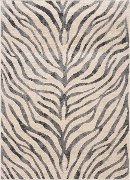 Gray Ecorse Zebra Print Area Rug-0