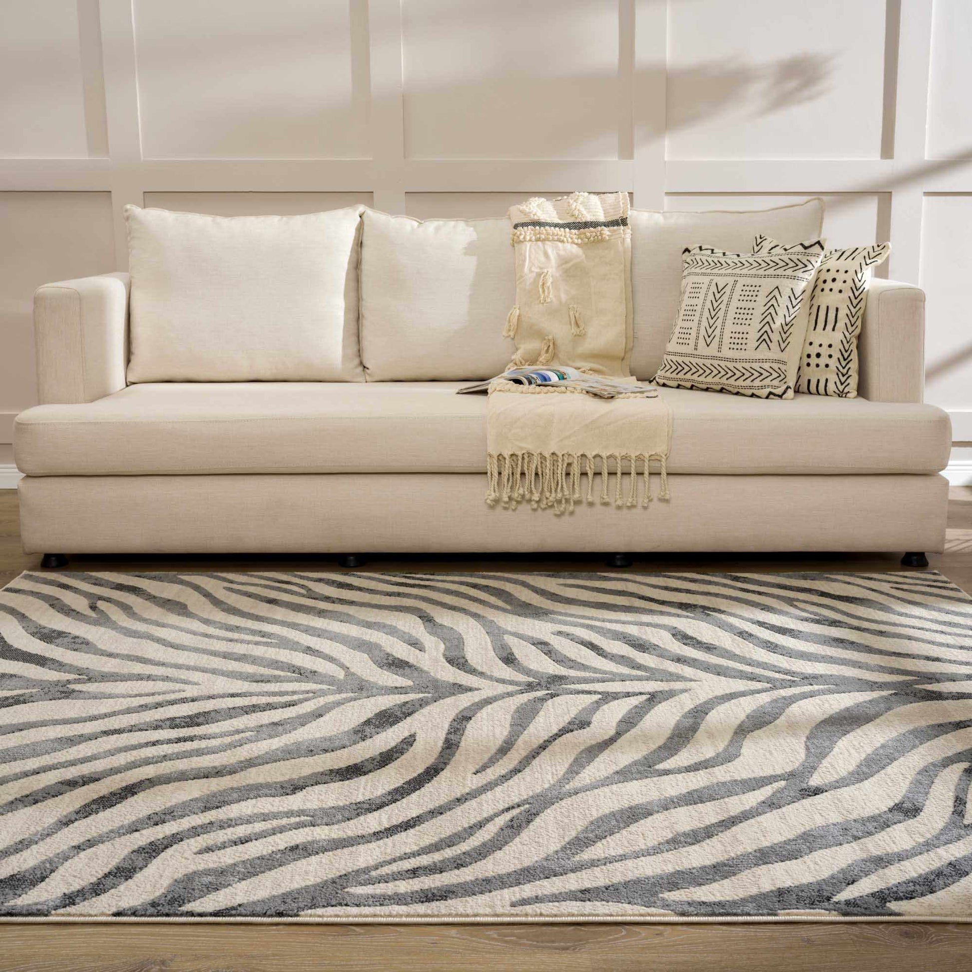 Gray Ecorse Zebra Print Area Rug-2
