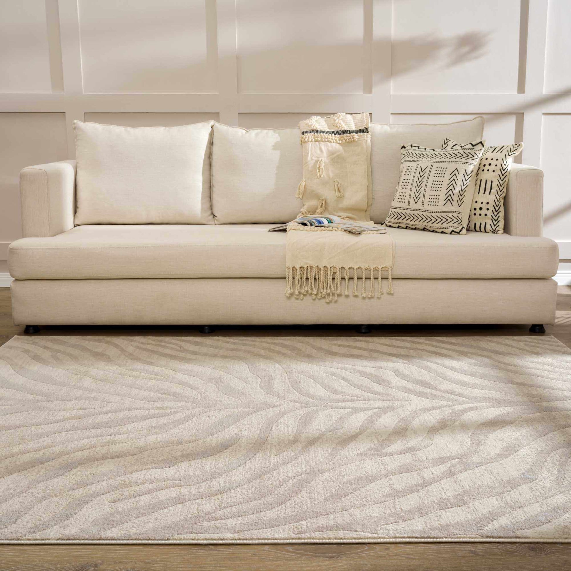 Beige Manteca Zebra Print Area Rug-2