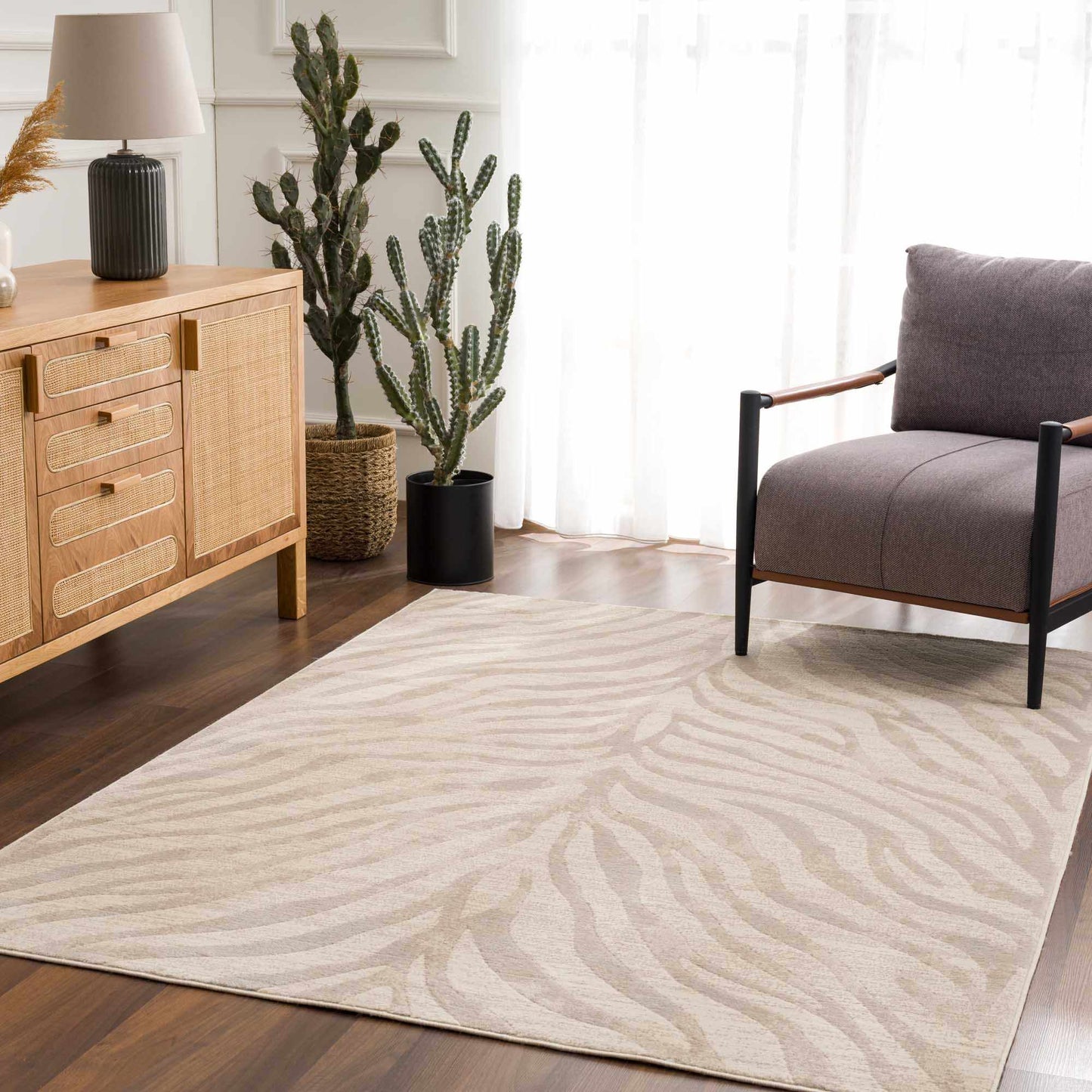Beige Manteca Zebra Print Area Rug-6