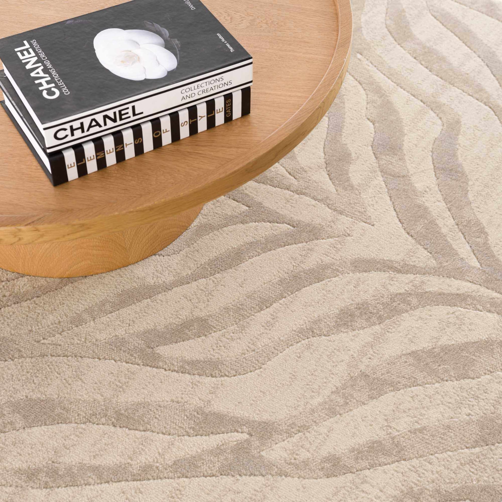 Beige Manteca Zebra Print Area Rug-3