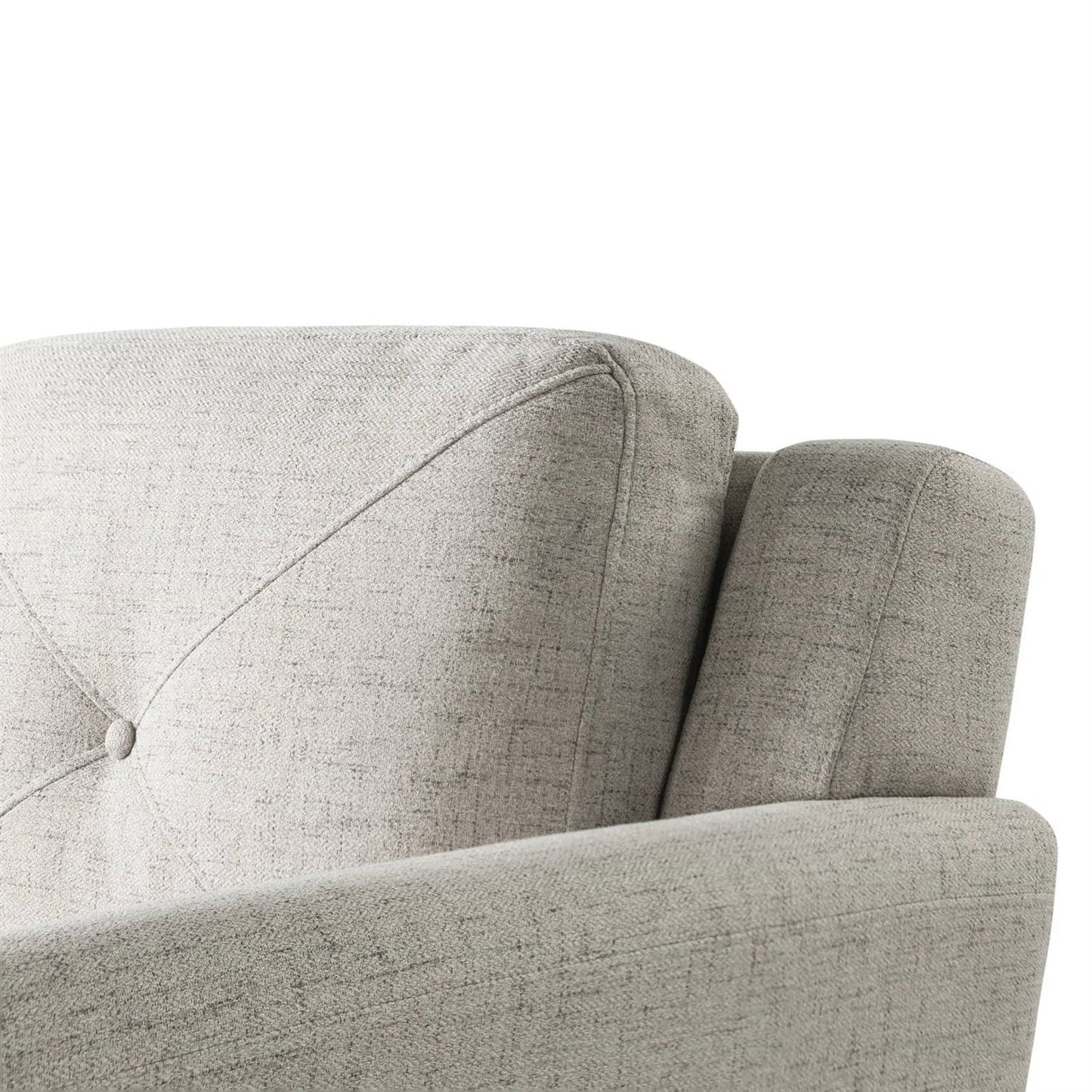 Cream Microfiber Upholstered Chair Armchair with Button Tufted Back Cushion-2