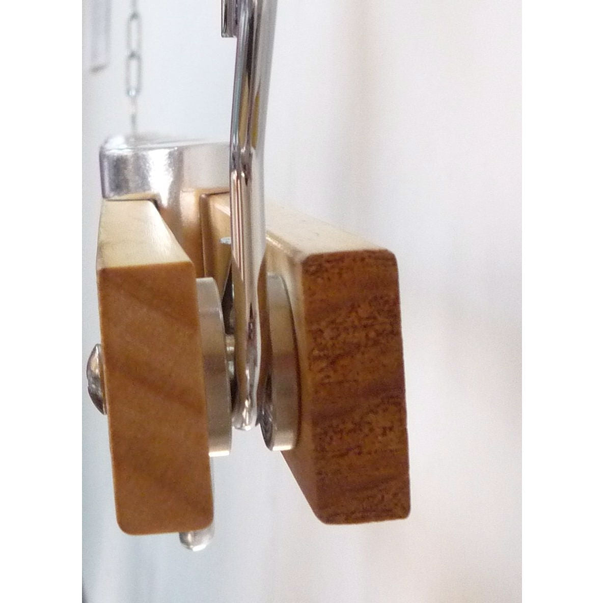 Ceiling Mount Single Bar Wooden Pot Rack with 4 Pan Hooks-1