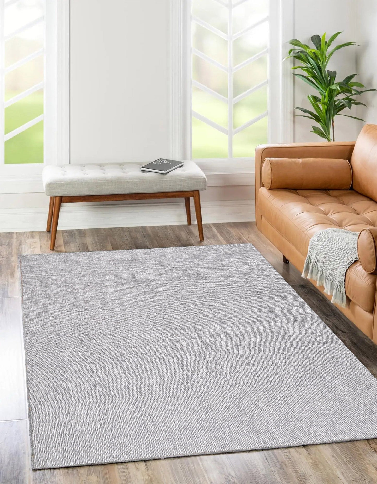Urban Cobblestone Solid Area in Grey Rug-1