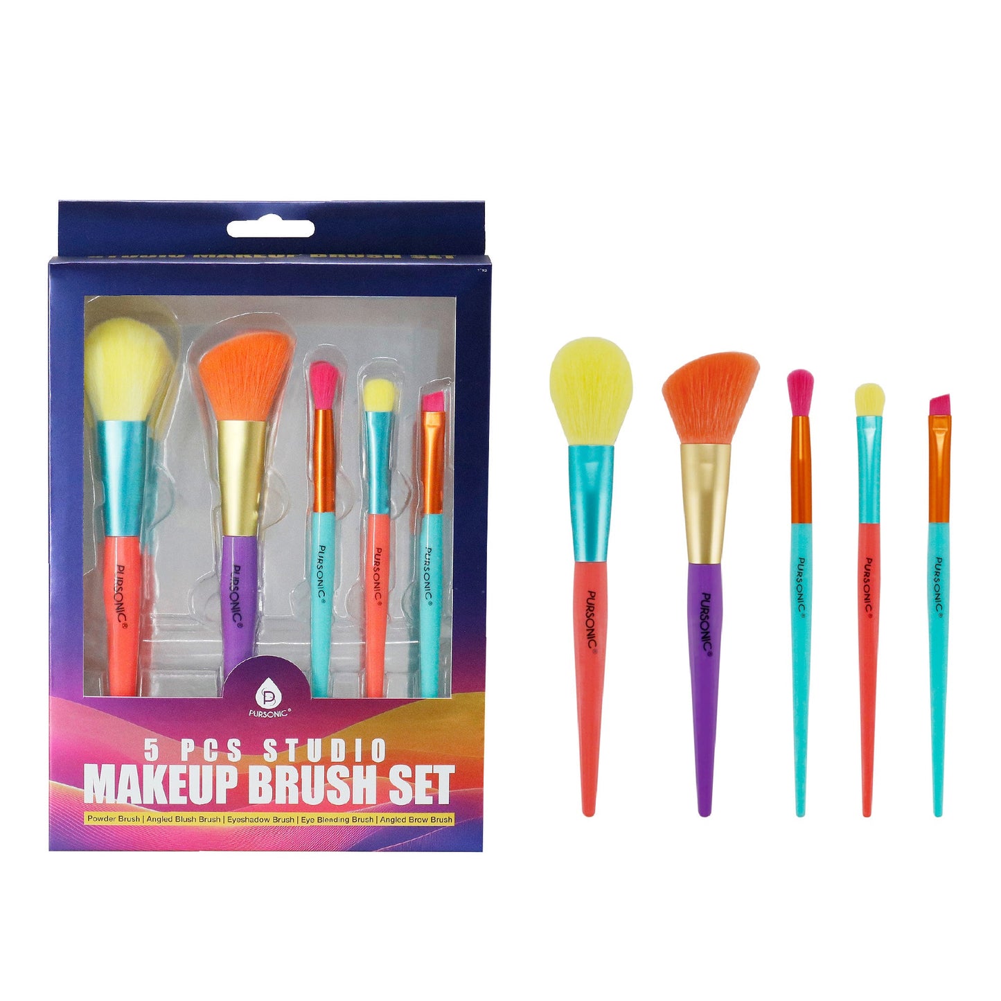 Studio Makeup Brush Set (5-Piece) & Silicone Beauty Brush Cleaning Tool-3