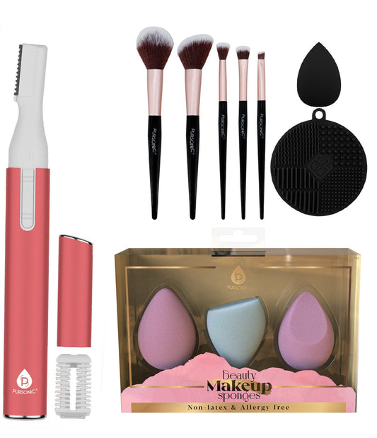 Complete Beauty Tool Kit – 7 Brushes, Blending Sponge & Precision Eyelash Trimmer-0