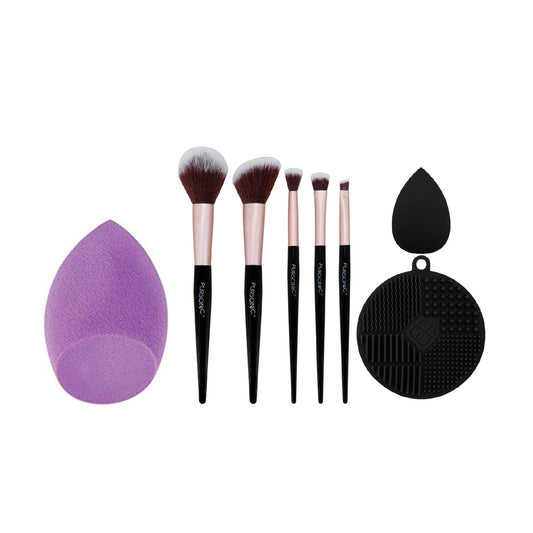 8-Piece Pro Makeup Application Set – 7 Brushes + Blending Sponge-0