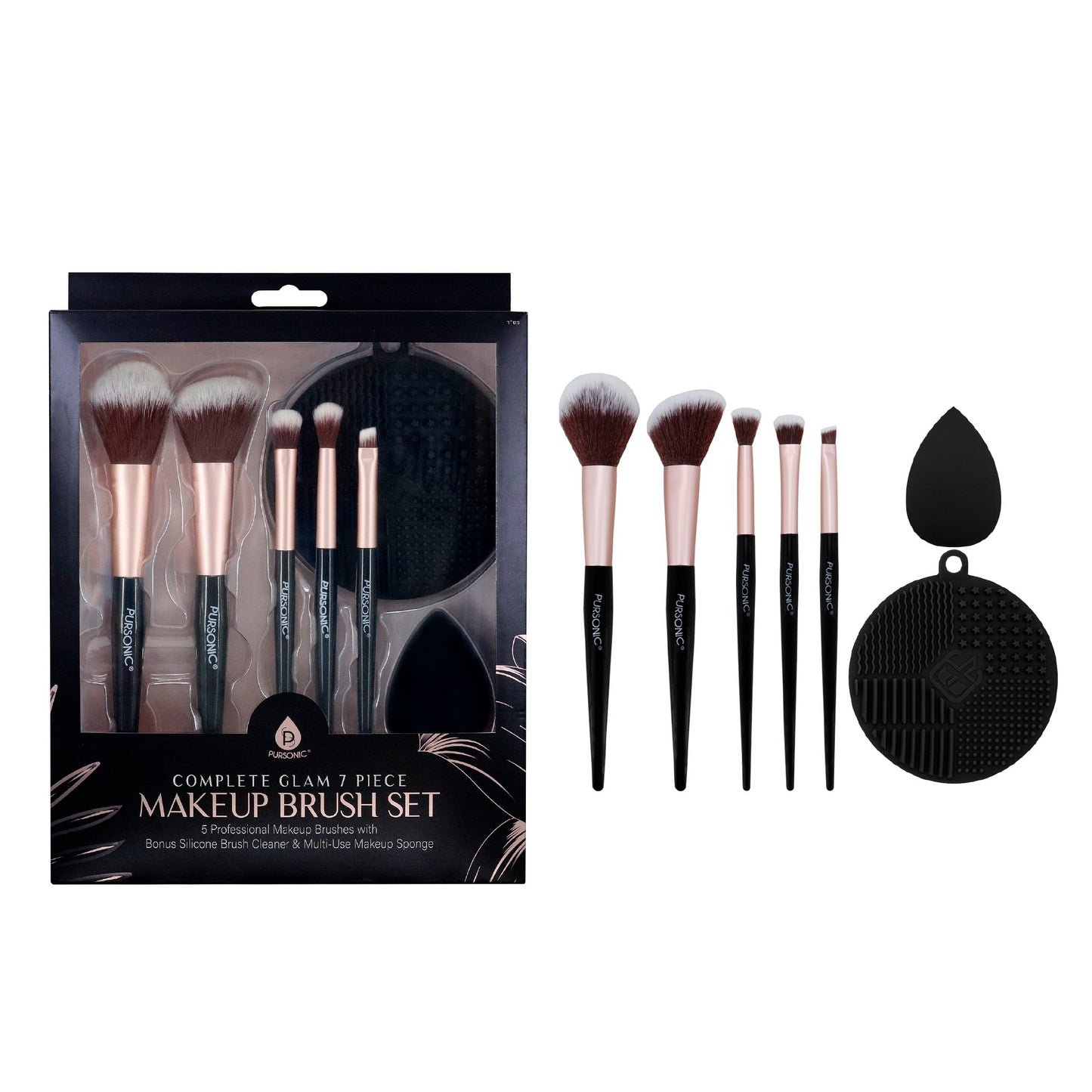 8-Piece Pro Makeup Application Set – 7 Brushes + Blending Sponge-3
