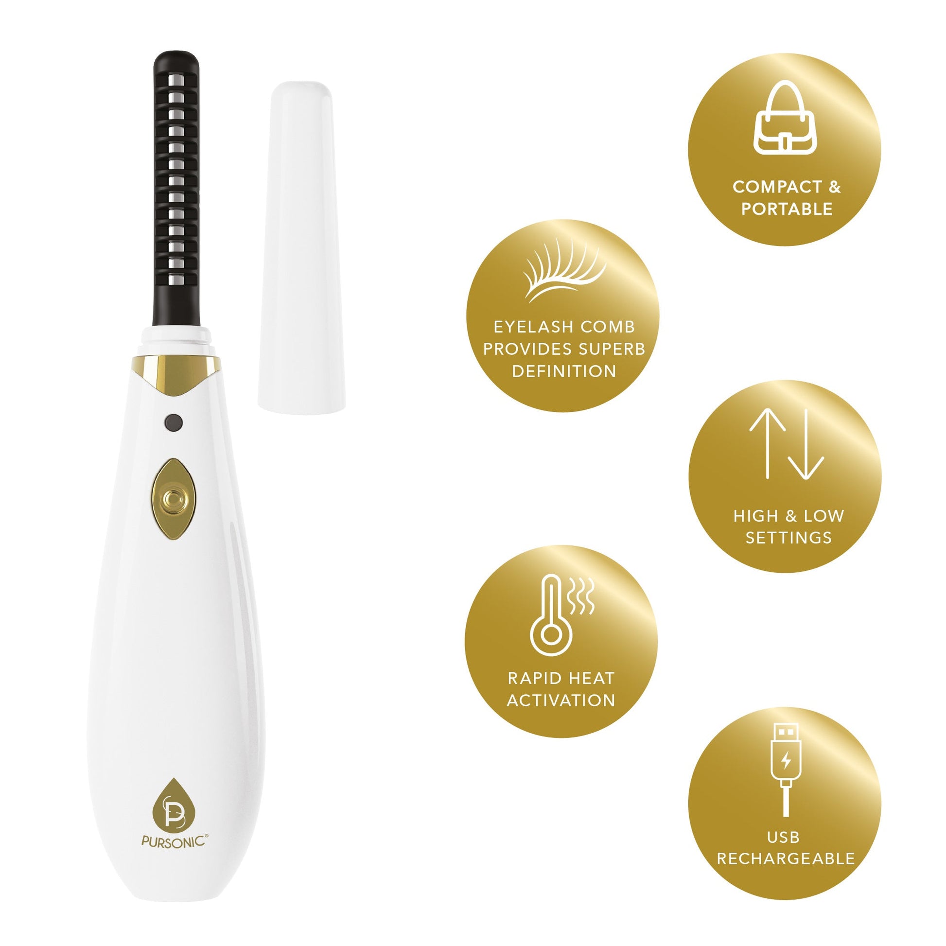 Pursonic Rechargeable Heated Eyelash Curler with Comb-1