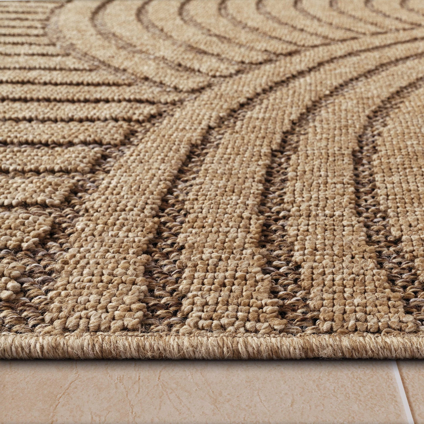 In- & Outdoor Rug Cologne with Modern Lines & Circles in Beige-2