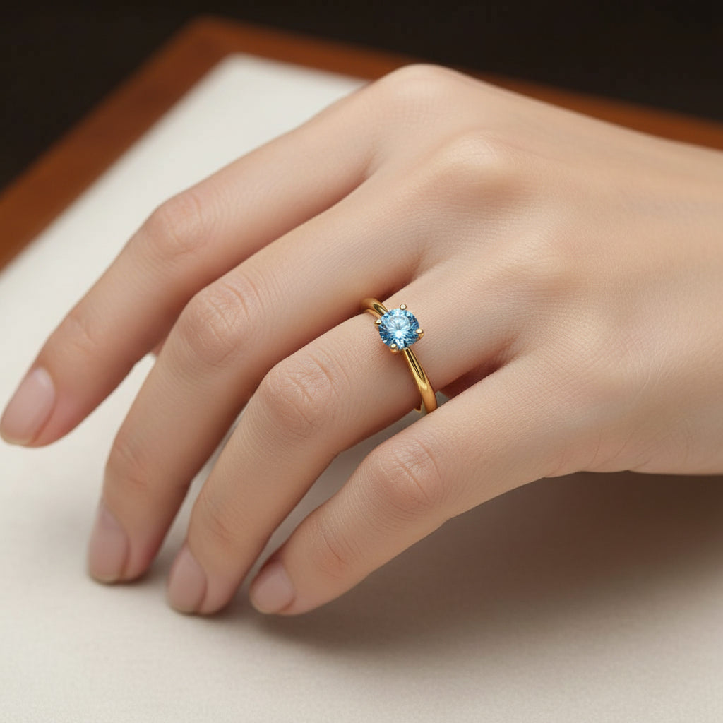 "Circle of Life"  Round Portuguese Cut Cremation Ring 8MM Stone