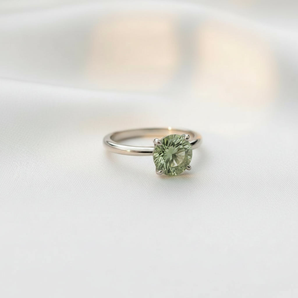 "Circle of Life"  Round Portuguese Cut Cremation Ring 8MM Stone