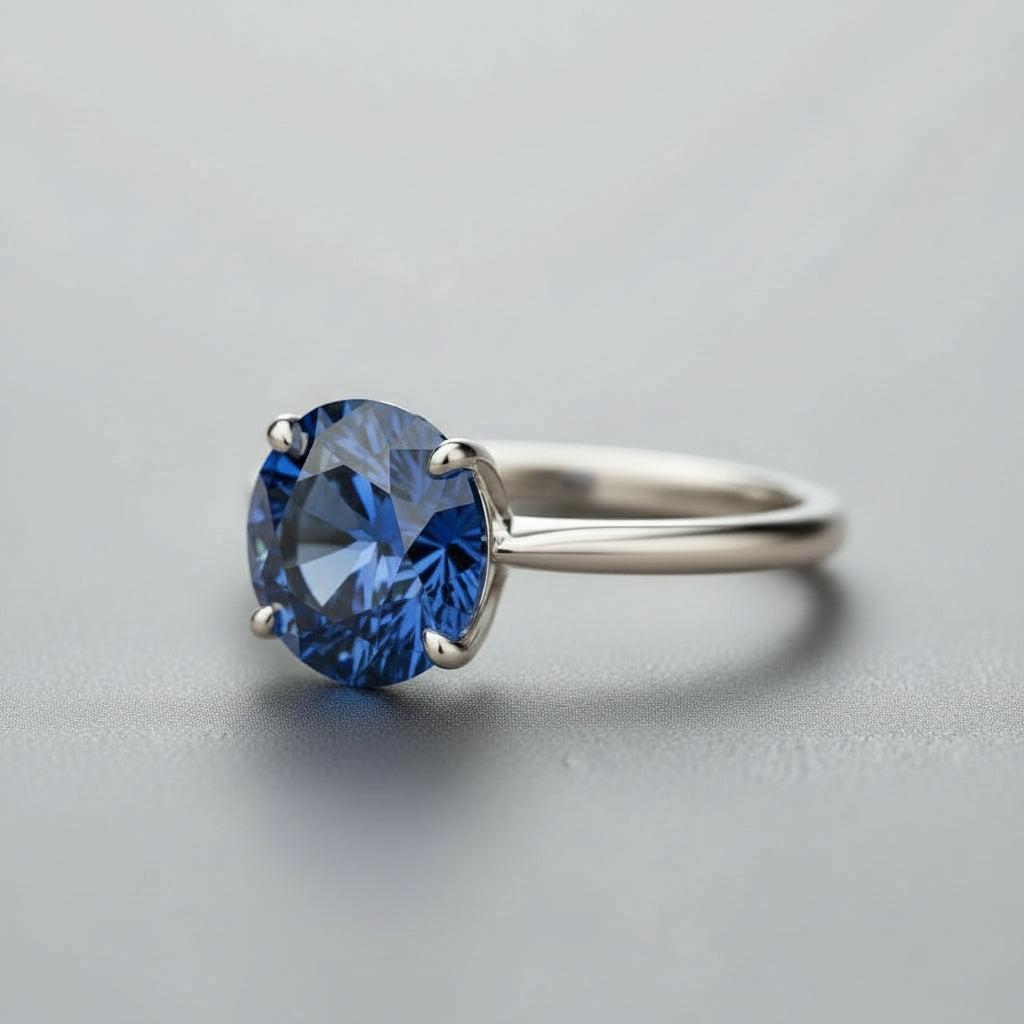 "Circle of Life"  Round Portuguese Cut Cremation Ring 8MM Stone