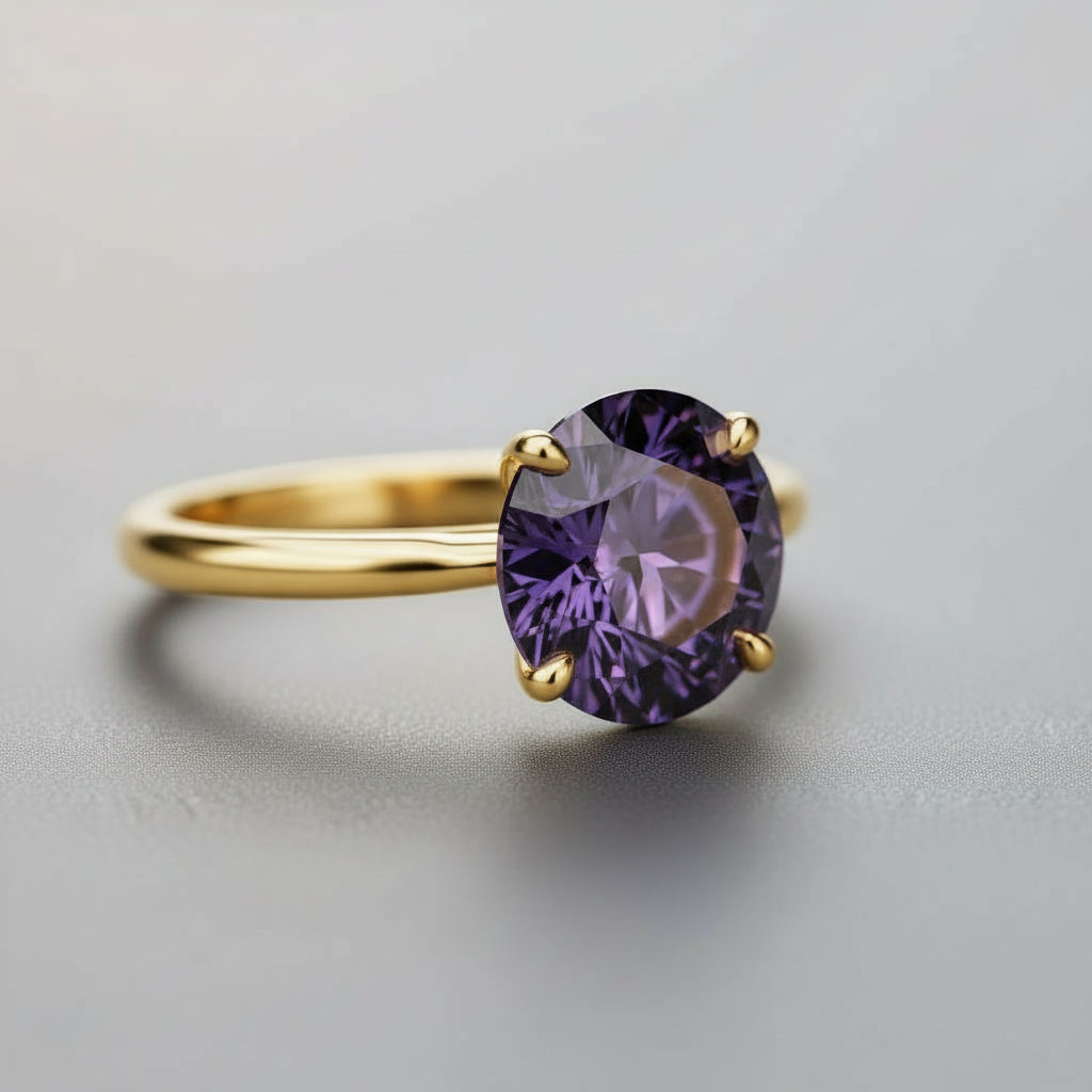 "Circle of Life"  Round Portuguese Cut Cremation Ring 8MM Stone
