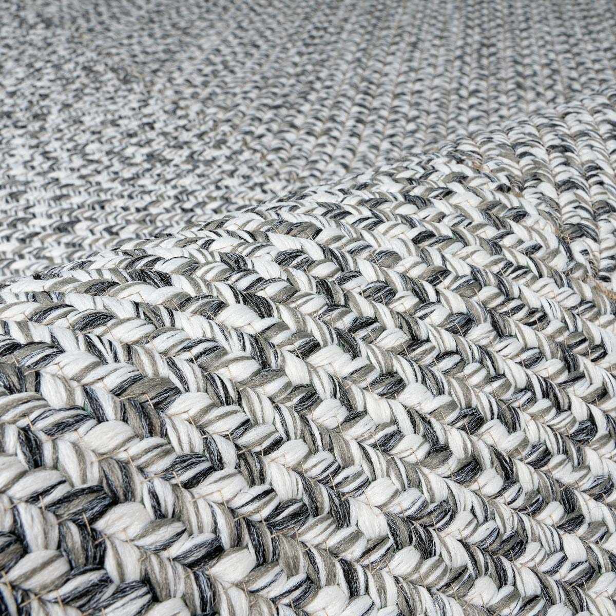 Cream Charcoal Braided Faux Jute Rug-4