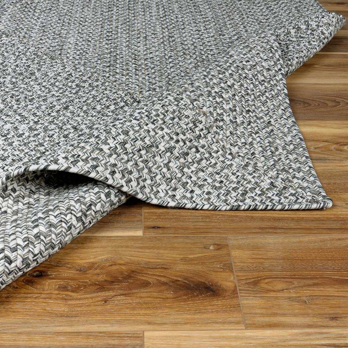 Cream Charcoal Braided Faux Jute Rug-2