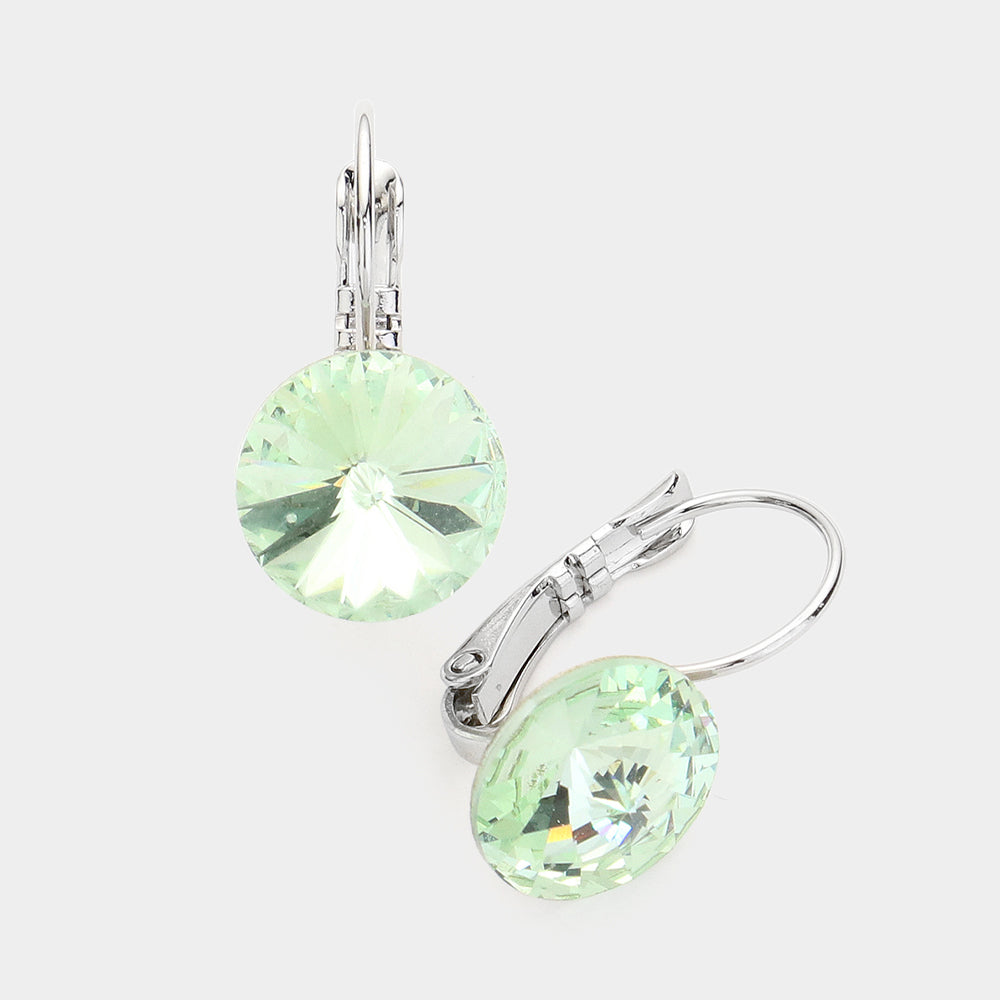 Genuine Round Crystal Lever Back Earrings