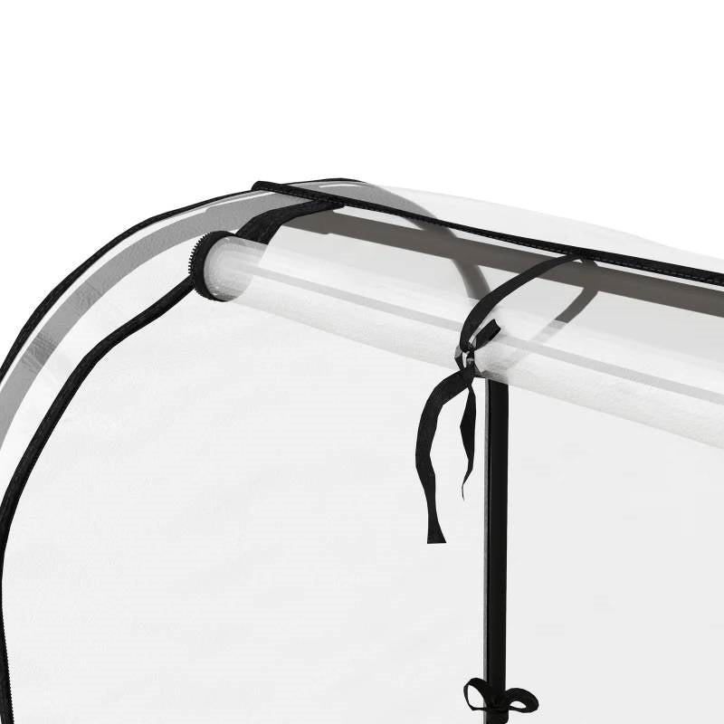 Cream Elevated Metal Raised Garden Bed w/ Greenhouse Cover-3