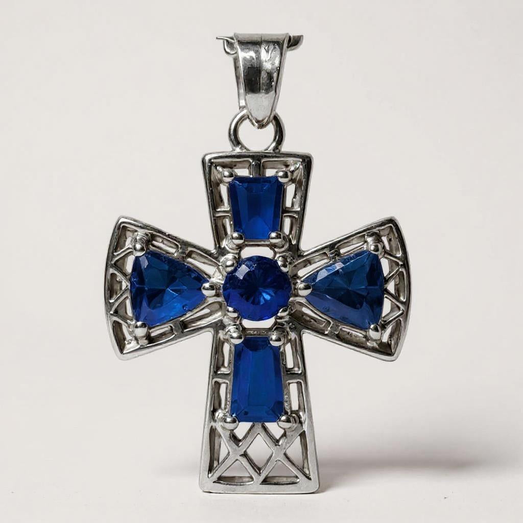"Tranquility Cross" Cremation Pendant 5 stones, Overall size 28x22.3mm