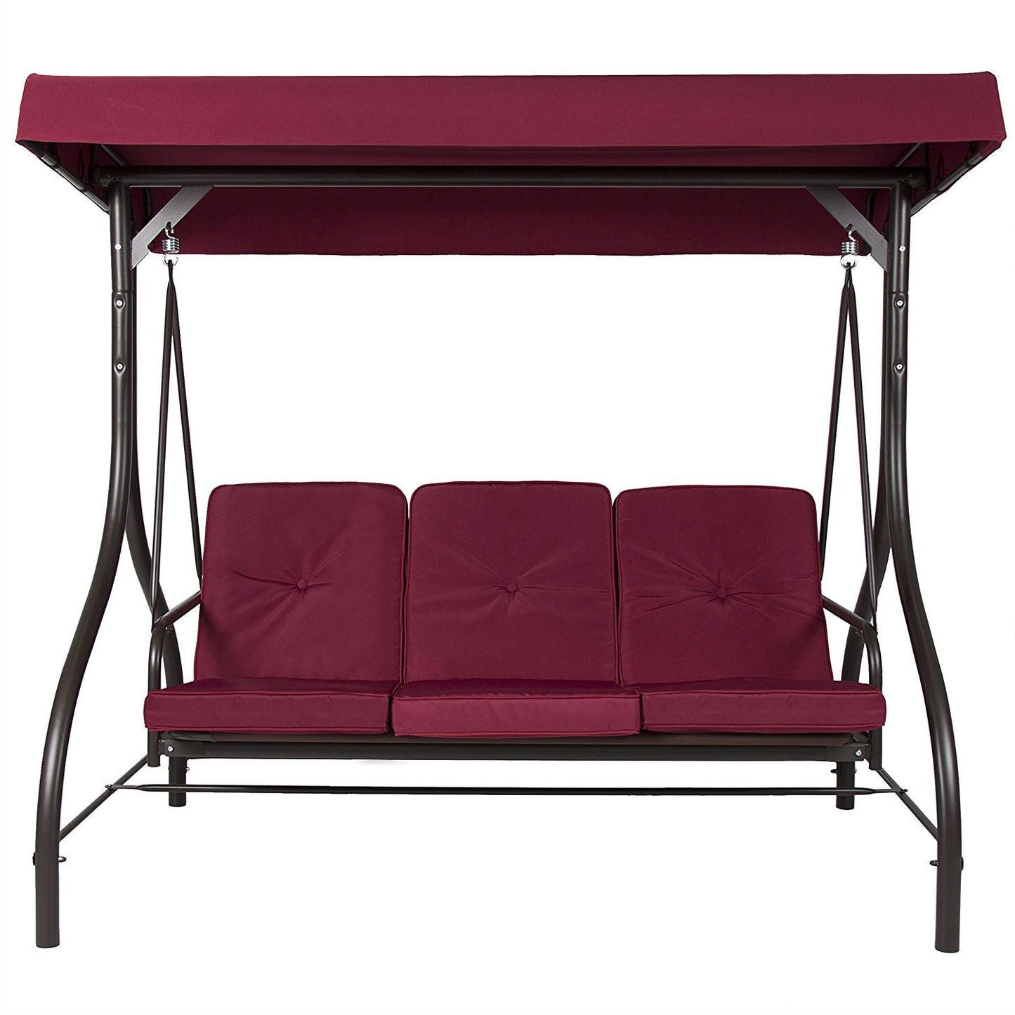 Burgundy Outdoor Patio Deck Porch Canopy Swing with Cushions-0