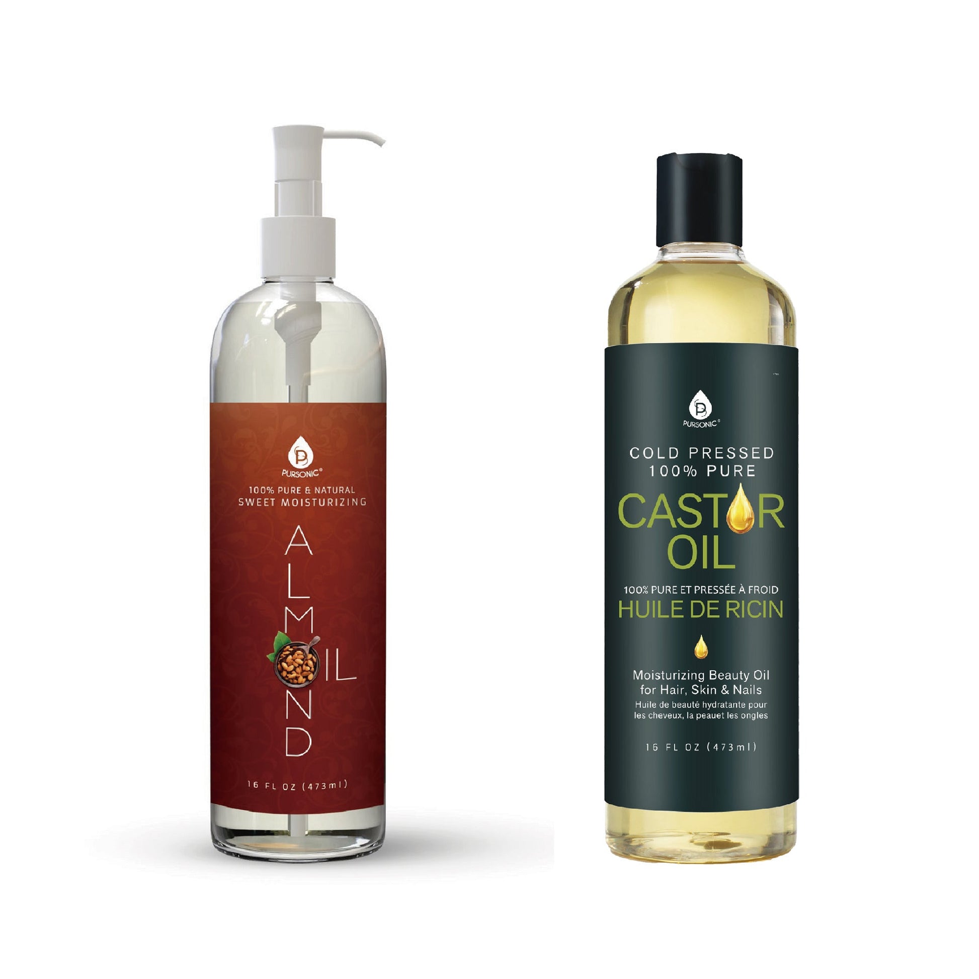 Cold-Pressed 100% Pure Castor Oil & 100% Natural Sweet Almond Oil-0