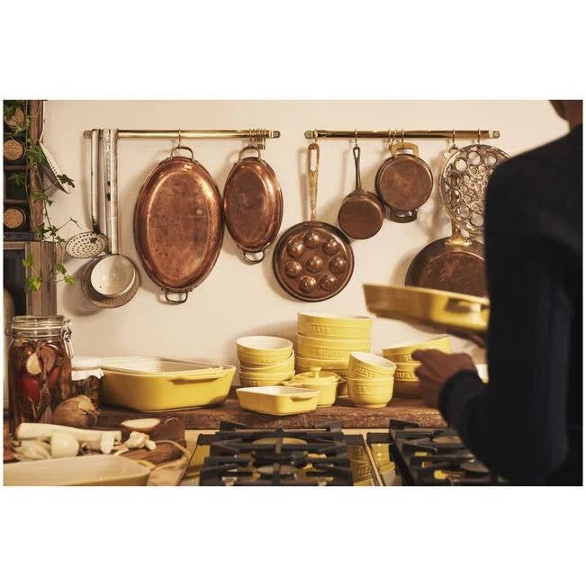 2 Piece Ceramic Stoneware Bakeware Casserole Baking Dish Set in Yellow / Ivory-4