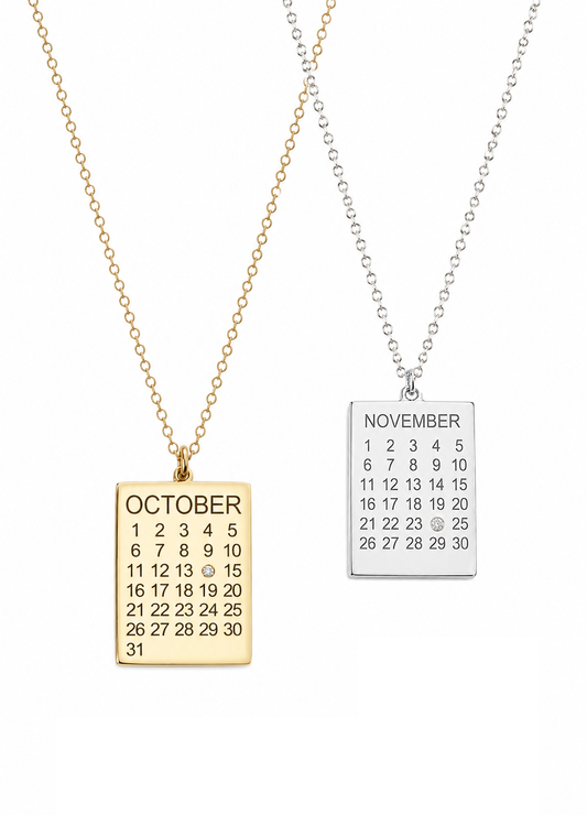 Calendar Diamond Charm Necklace