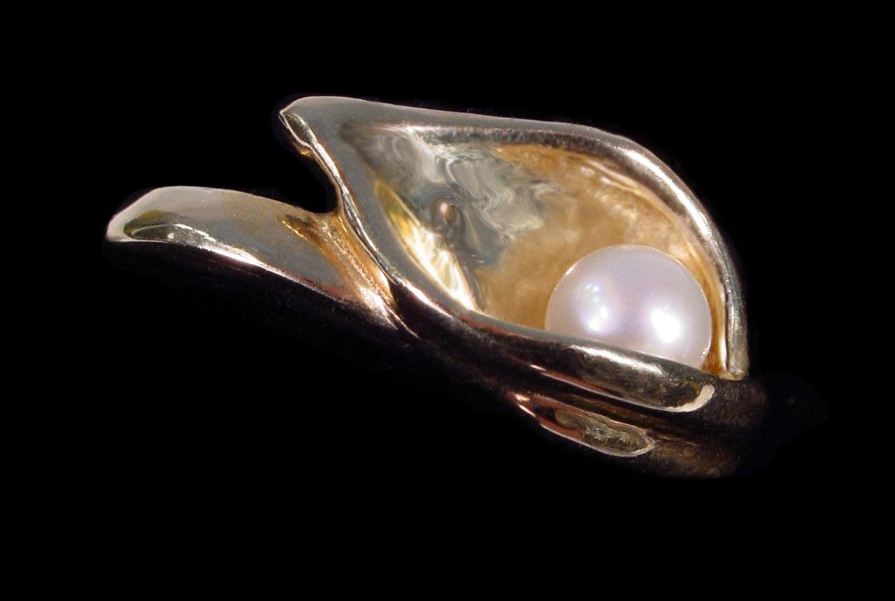 Calla Lily Ring-Sterling Silver with Pearl Center; 18K Gold Plate options available-2