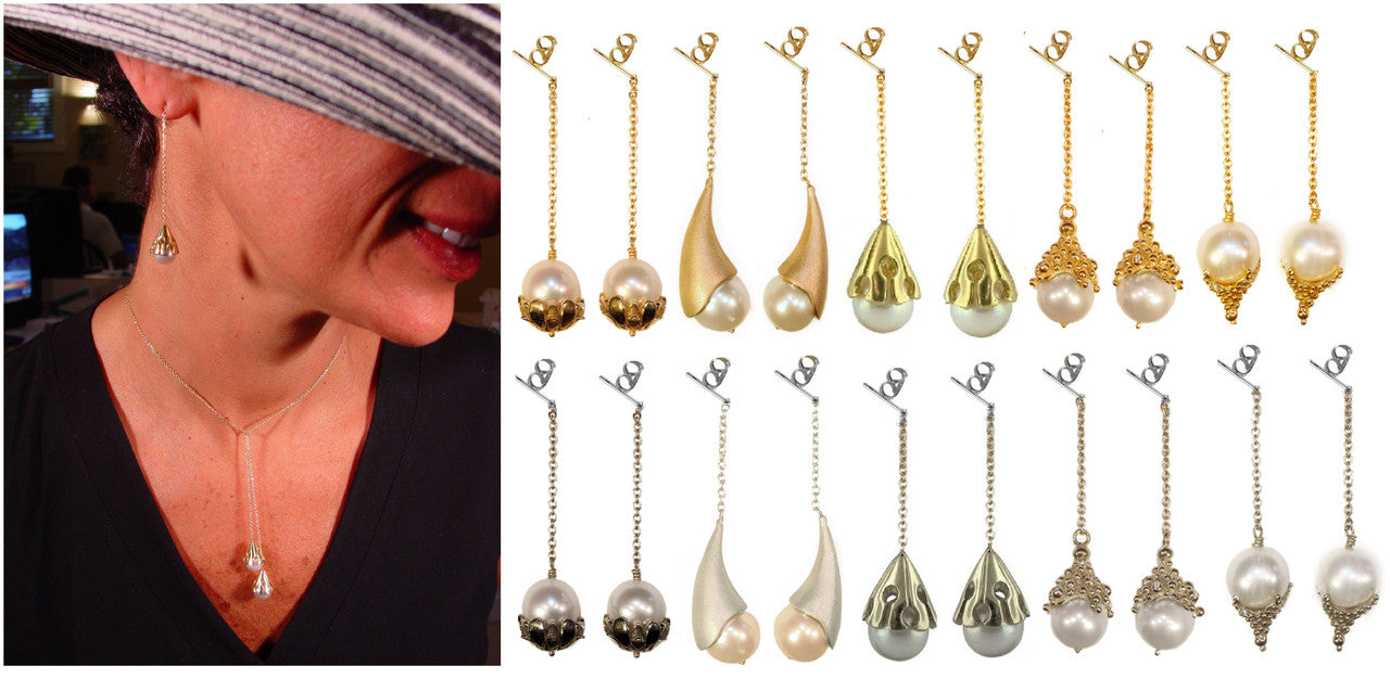 Pearl Lariat- Flower Cap tips in 18K Gold-6