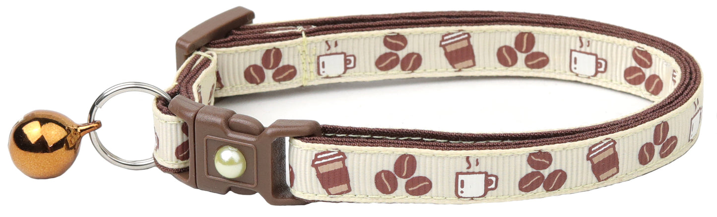 Coffee Beans Breakaway Cat Collar-1