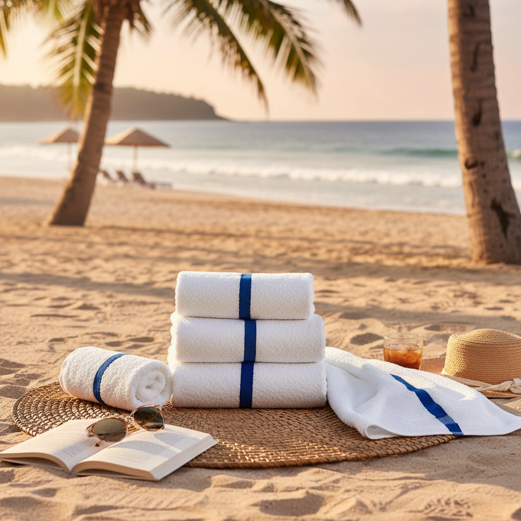 Center Stripe Lightweight Towels-1