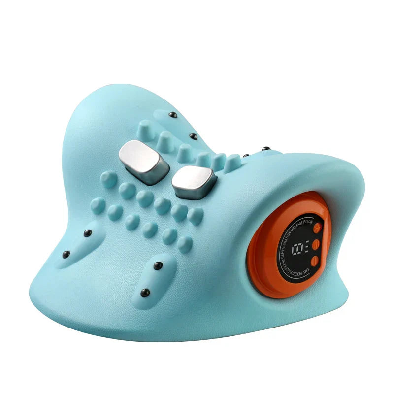 Portable Cervical Massager Neck & Head Traction Pillow Blue-0