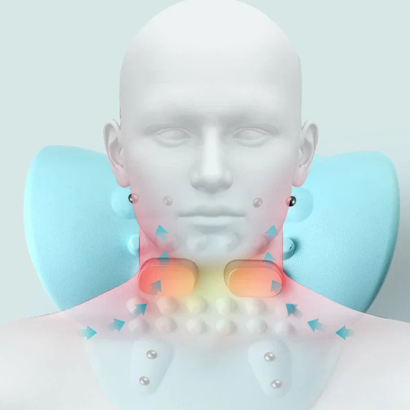 Portable Cervical Massager Neck & Head Traction Pillow Blue-3