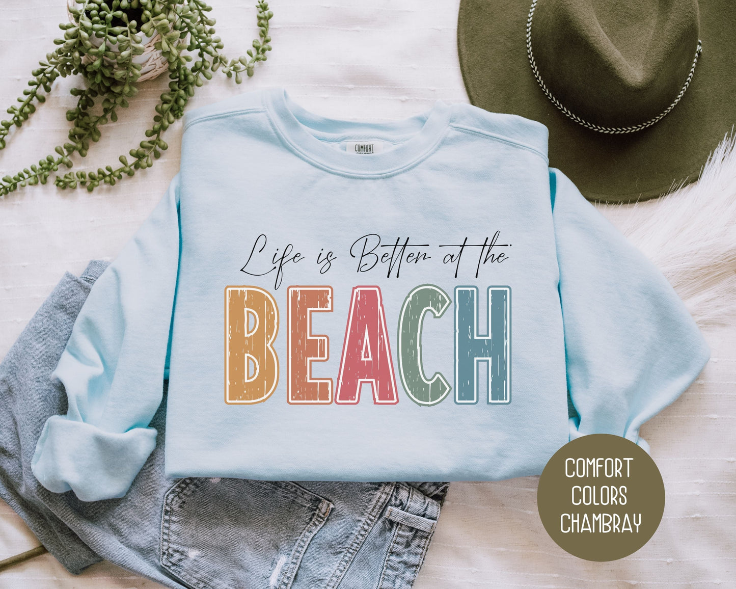 Life is Better at the Beach Comfort Colors Sweatshirt-2