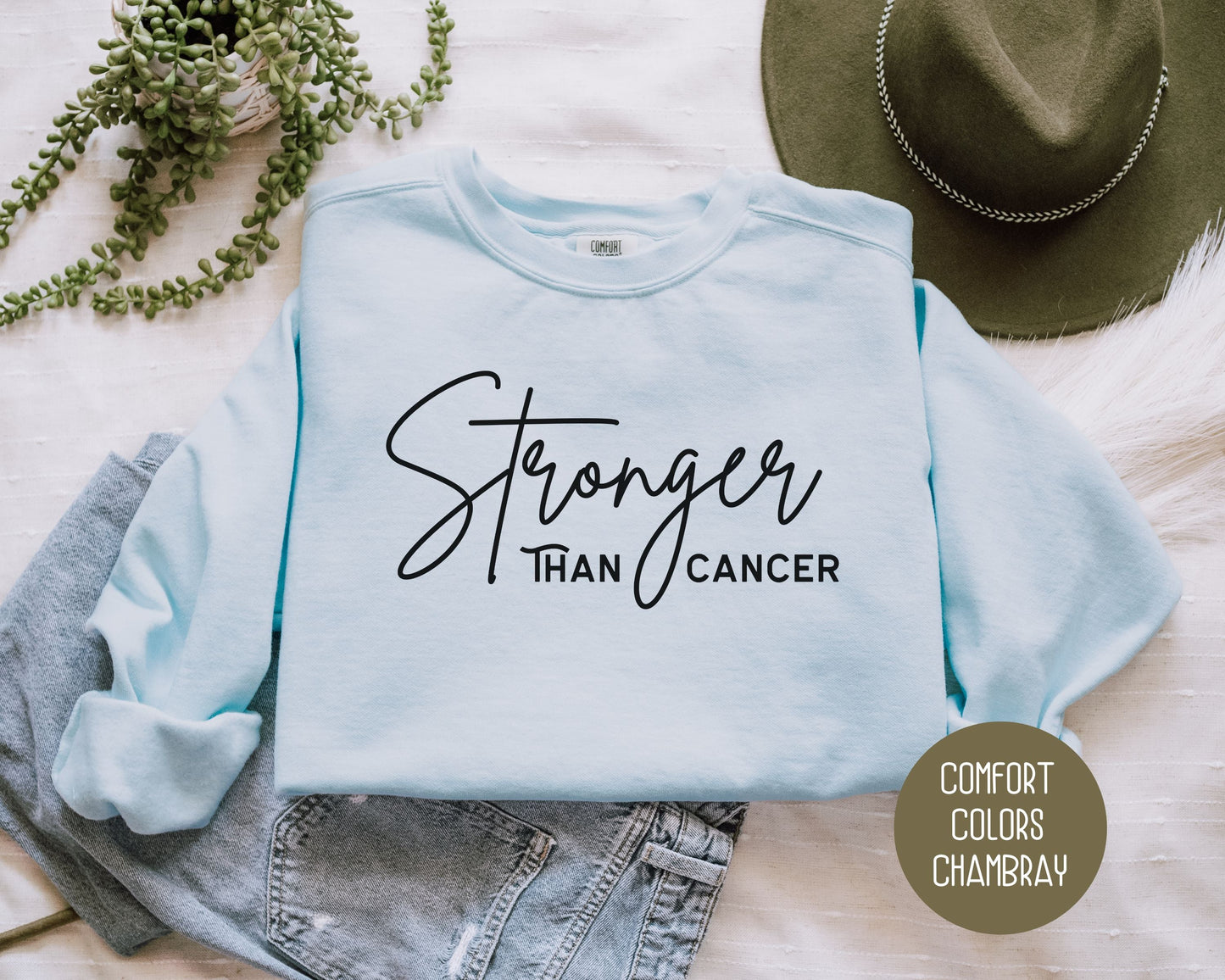 Stronger Than Cancer Comfort Colors Sweatshirt-0