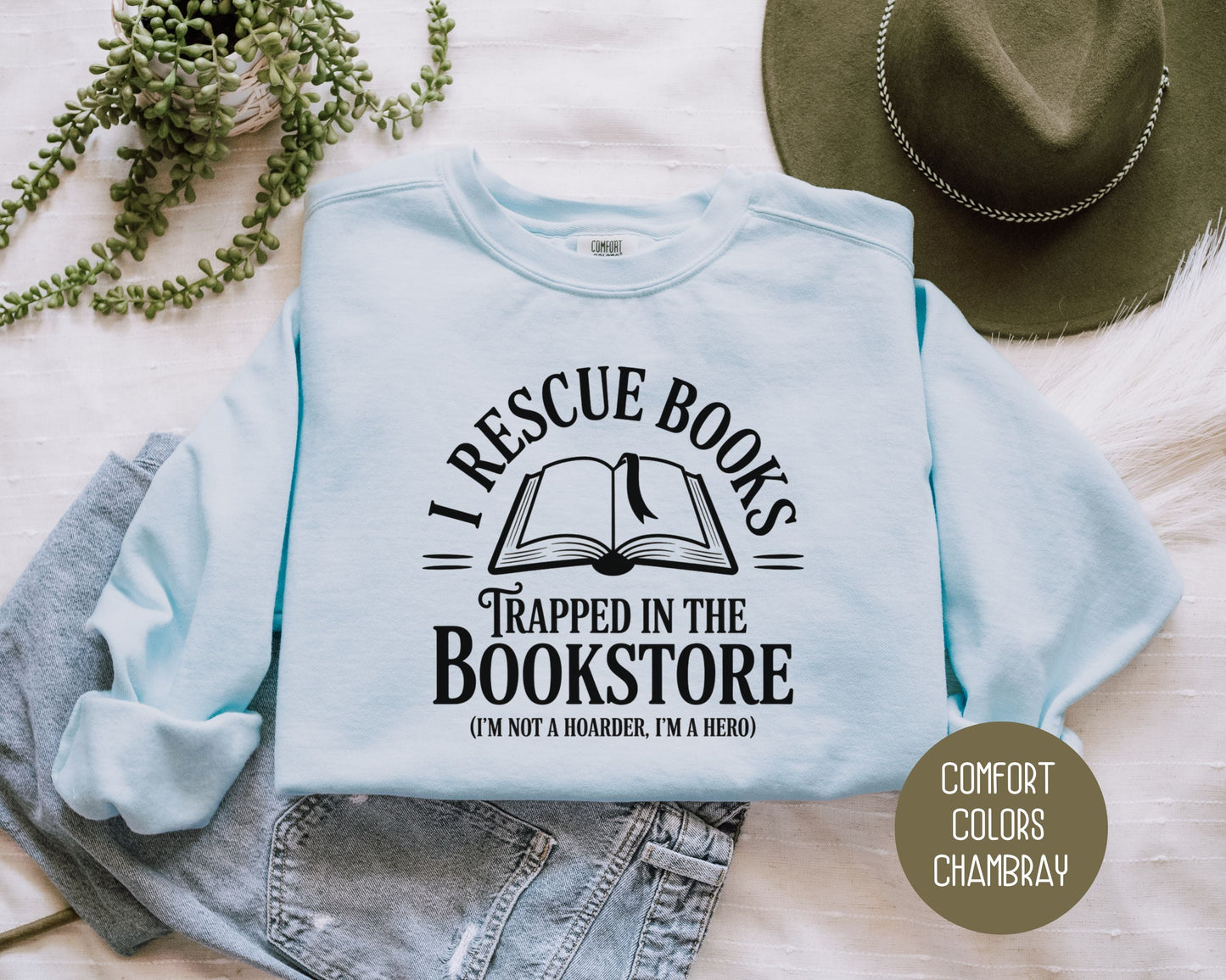 I Rescue Books from the Bookstore Comfort Colors Sweatshirt-4