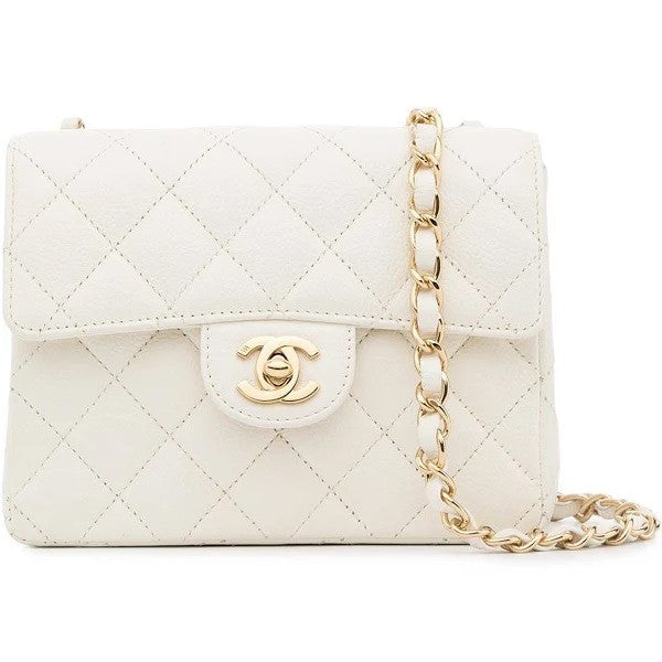Chanel Handbag- Classic White Square Mini Flap Bag-1
